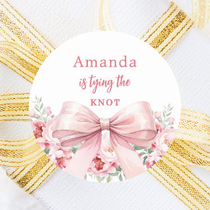 Sticker Rond Bow liant le noeud Fête des mariées de floraux ros