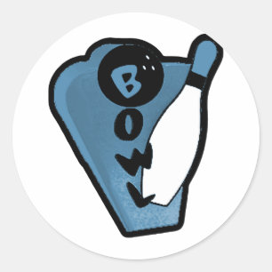 Sticker Rond Bowl Pin Retro Bowling et logo bleu