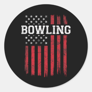 Sticker Rond Bowling American Flag USA Patriot Patriotic Bowler
