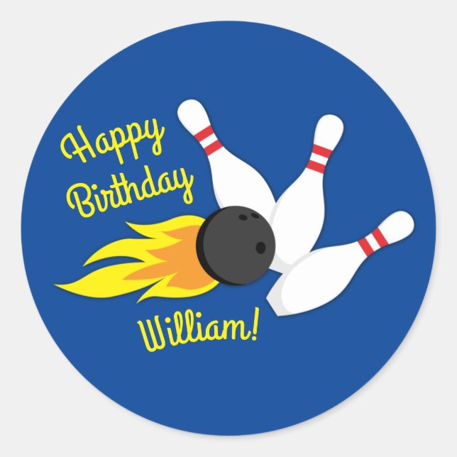Sticker Rond Bowling Anniversaire de enfant Party Cute Sports (Devant)