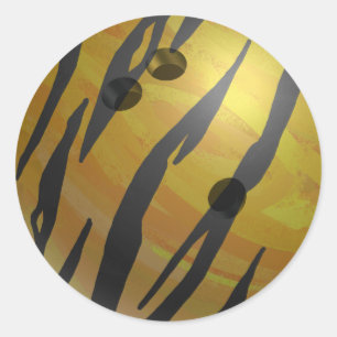Sticker Rond Bowling Ball Tiger Jaune