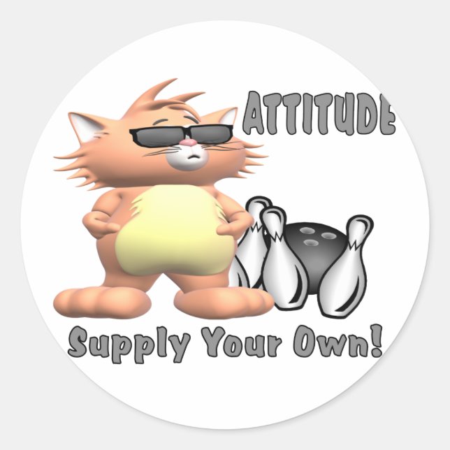 Sticker Rond Bowling Chat : Attitude (Devant)