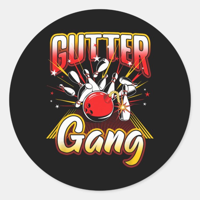 Sticker Rond Bowling Cool Gutter Gang Bowlers 10 broches (Devant)
