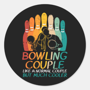 Sticker Rond Bowling Couple Comme Glacière Normal Correspondant