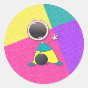 Sticker Rond Bowling drôle   Funny Kid Bowling