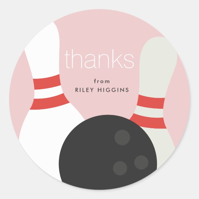 Sticker Rond Bowling fête d'anniversaire (Devant)