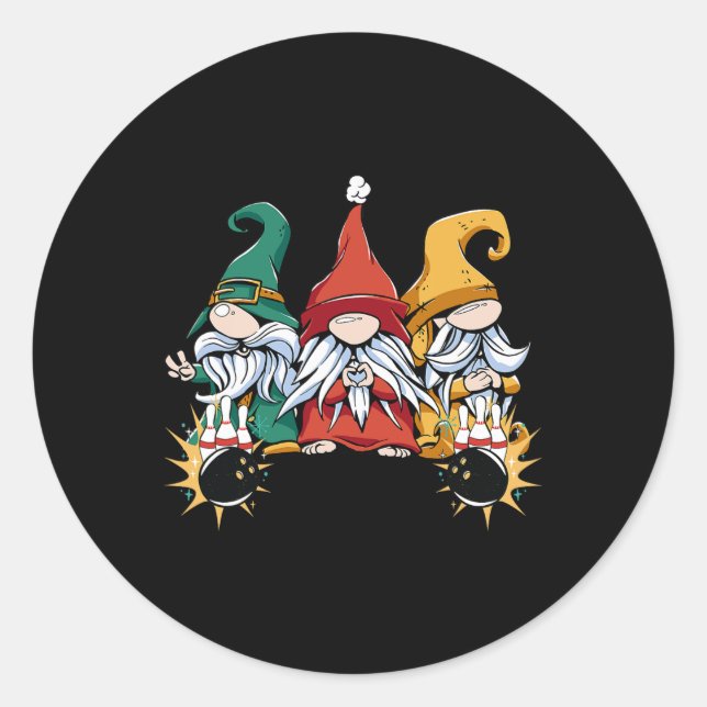 Sticker Rond Bowling Gnomes Bowling Ll Bowling Pins Bowling Bow (Devant)