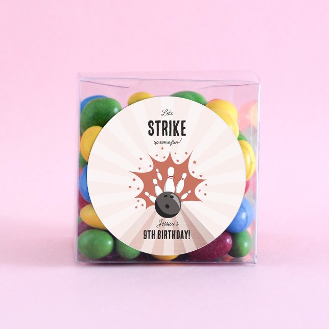 Sticker Rond Bowling Grève Un Amusant Anniversaire Rose Gold Gi (Bowling Strike Up Some Fun Birthday Rose Gold Girl Classic Round Sticker)