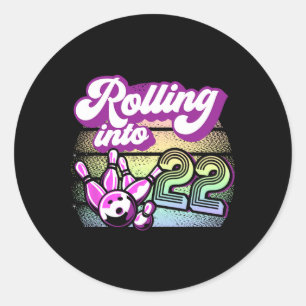 Sticker Rond Bowling Party Rolling Dans 22 Bowling Anniversaire