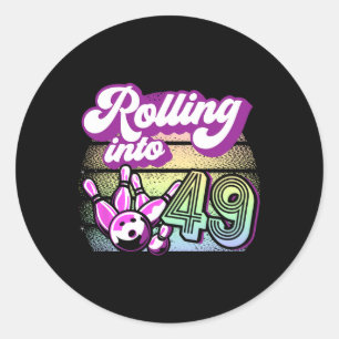 Sticker Rond Bowling Party Rolling En 49 Bowling Anniversaire