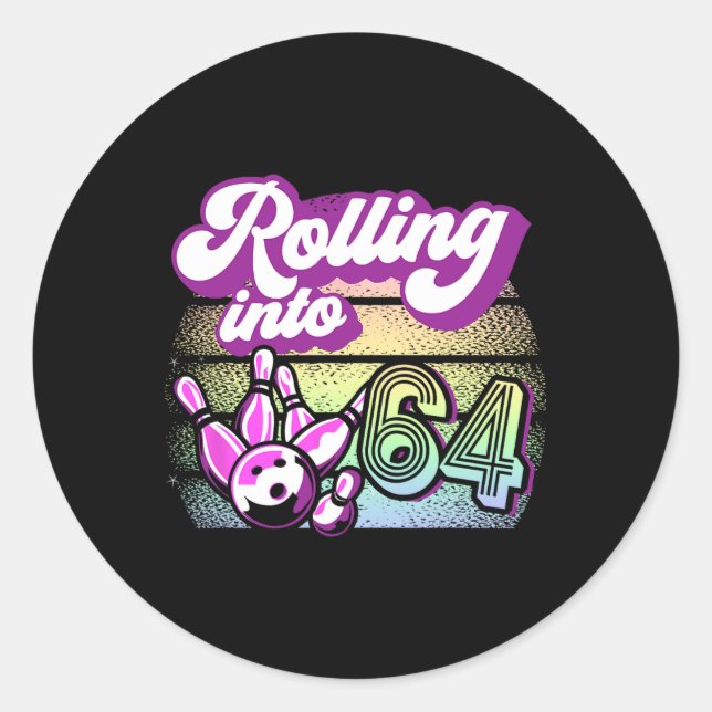 Sticker Rond Bowling Party Rolling En 64 Bowling Anniversaire (Devant)