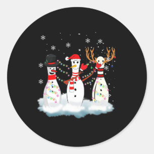 Sticker Rond Bowling Pyjama Lumières Reindeer Père Noël Fun