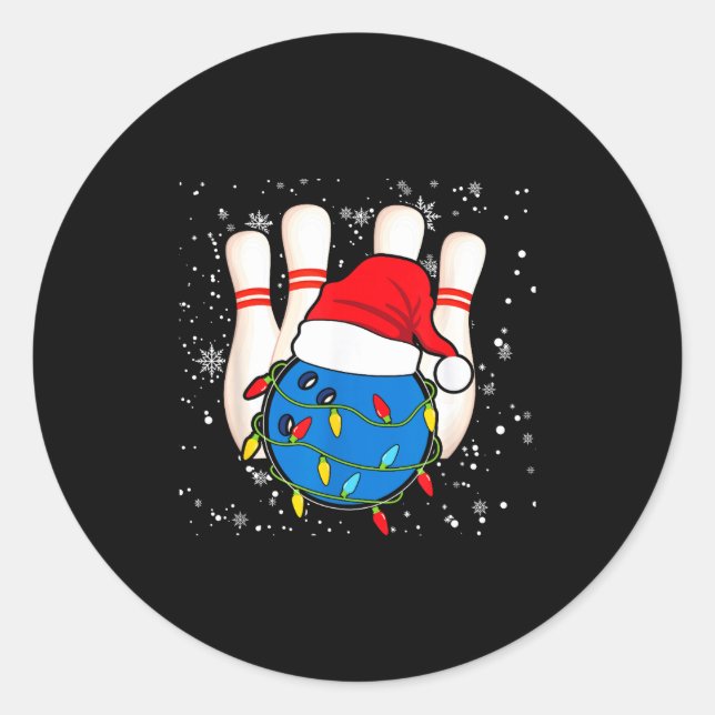 Sticker Rond Bowling Reindeer Christmas Shirt Pajama Srt X-mas  (Devant)
