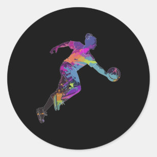 Sticker Rond Bowling Woman Bowler Woman Paint Splash