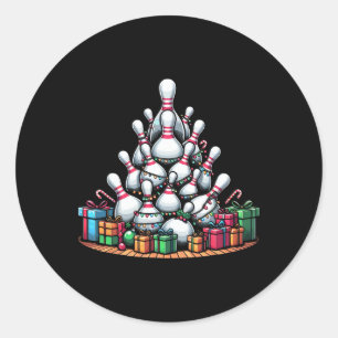 Sticker Rond Bowling Xmas Lighting Père Noël Cute Bowling Noël