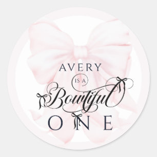 Sticker Rond Bowtiful Un 1er Anniversaire Pink Bow Girls