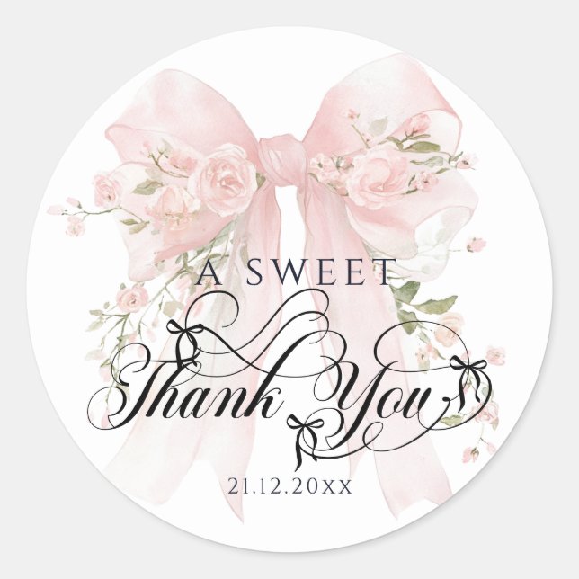 Sticker Rond Bowtiiful One 1st Birthday Floral Bow Girls (Devant)