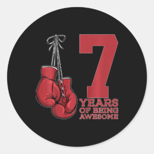 Sticker Rond Boxe 7 ans d'être merveilleux Boxer 7e anniversair