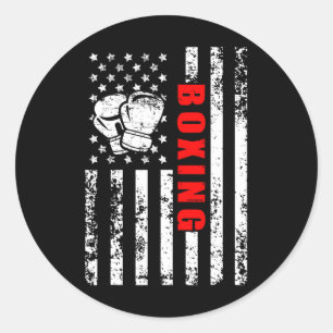 Sticker Rond Boxe à drapeau américain - Boxe patriotique
