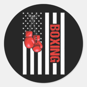 Sticker Rond Boxe à drapeau américain Boxe patriotique 1