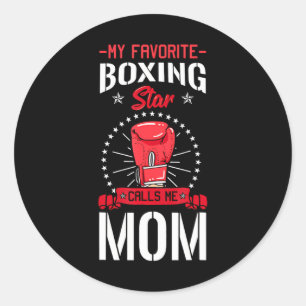 Sticker Rond Boxe de boxe Gants Maman Entraîneur Fête des Mères