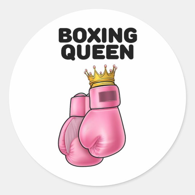 Sticker Rond Boxe Queen Femen Boxing Girls Boxer Boxer 1 (Devant)