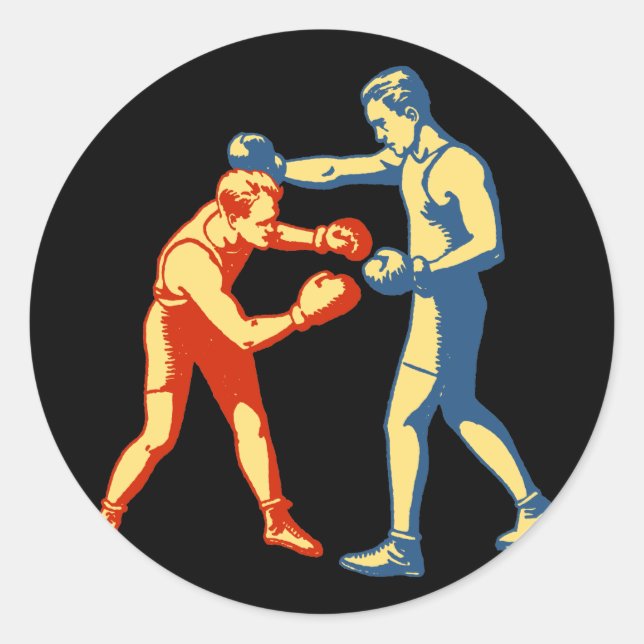 Sticker Rond Boxe rétro (Devant)