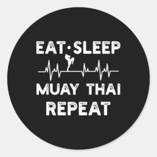 Sticker Rond Boxe Thaïlandaise Muay Thai Kickboxing _1