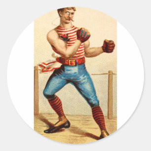 Sticker Rond Boxer à l'ancienne dans les années 1800