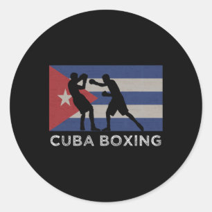 Sticker Rond Boxer Cubain National Cuba Drapeau Gants de Boxe G
