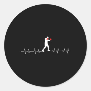 Sticker Rond Boxer Heartbeat Art Boxer Gants Gym Boxer Boys