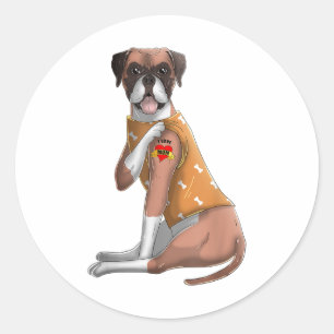 Sticker Rond Boxer I Love Maman Tattoo Chien Chemise Drôle Mère