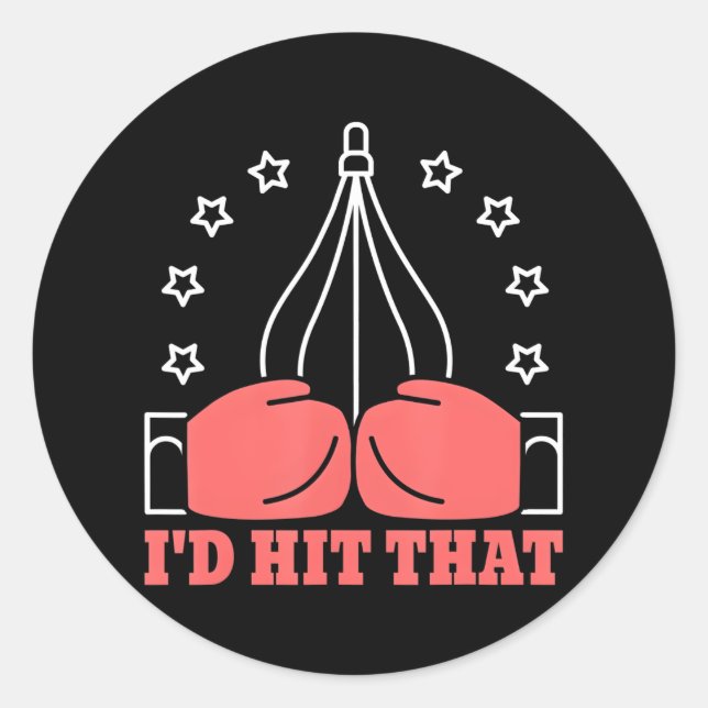 Sticker Rond Boxer Knockout Punch Sports Combattez Boxer Gants (Devant)