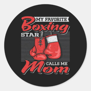 Sticker Rond Boxer Maman Mon Favori Boxing Star M'Appelle Maman