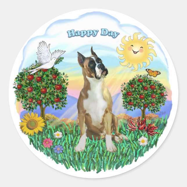 Sticker Rond Boxer (oreilles rognées) (Devant)