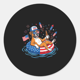 Sticker Rond Boxer rétro bière usa 250e anniversaire 4 juillet