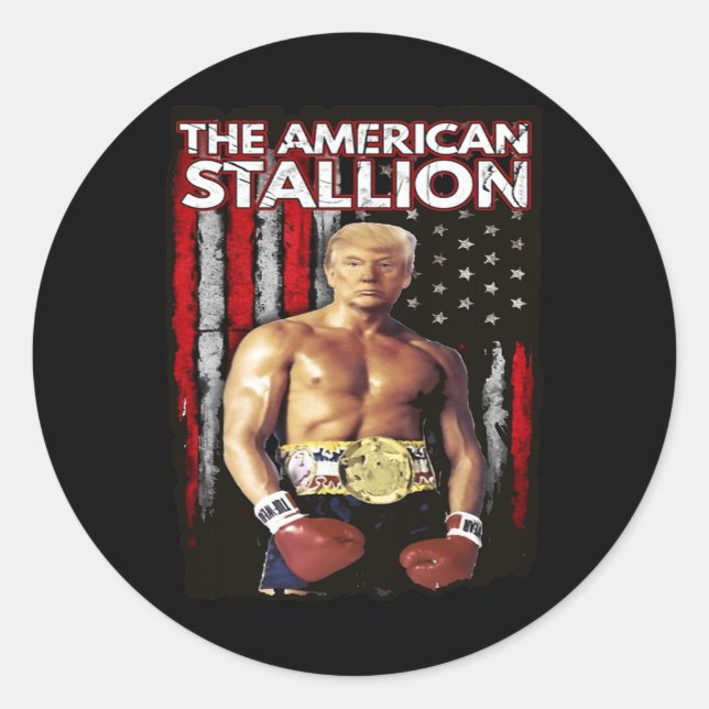 Sticker Rond Boxer Trump Rocky Trump meme Trump 2024 (Devant)