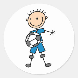 Sticker Rond Boy Blue Uniform Soccer
