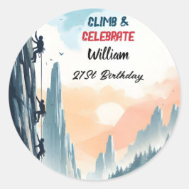 Sticker Rond Boy Tree Fun Cliff Rock Escalade 21e anniversaire
