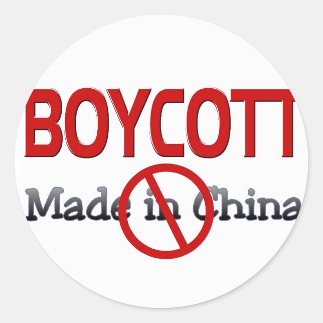 STICKER ROND BOYCOTT FAIT EN CHINE (Devant)