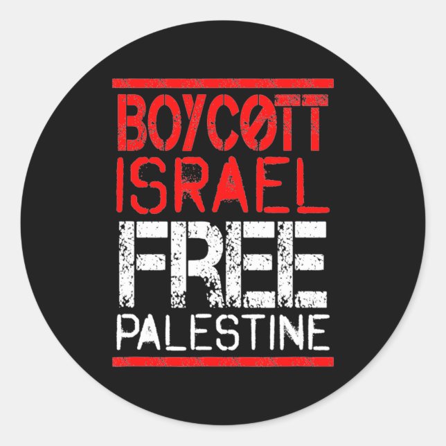 Sticker Rond Boycott Israel Palestine Gaza War Awareness  (Devant)