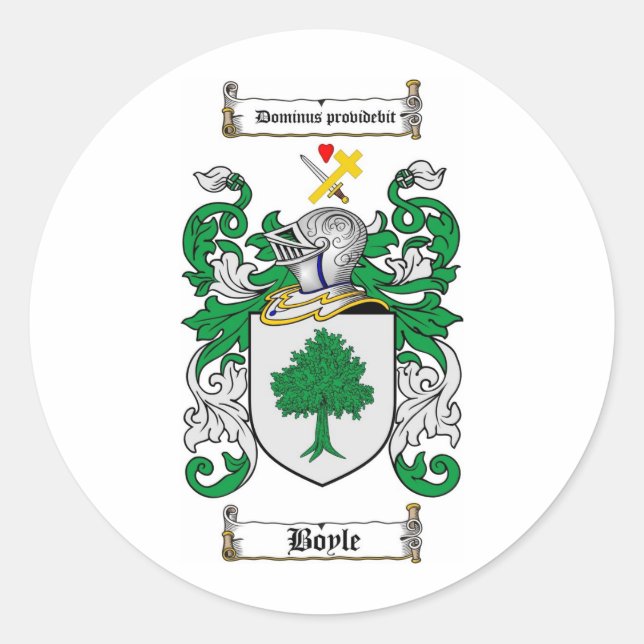 STICKER ROND BOYLE FAMILLE CREST - BOYLE COAT D'ARMES (Devant)