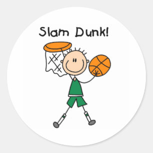 Sticker Rond Boys Basketball Slam Dunk