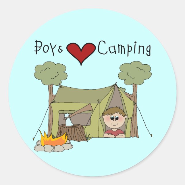 Sticker Rond Boys Love Camping (Devant)