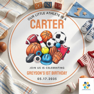 Sticker Rond Boys Modernes Balles de sport Toutes les étoiles 1