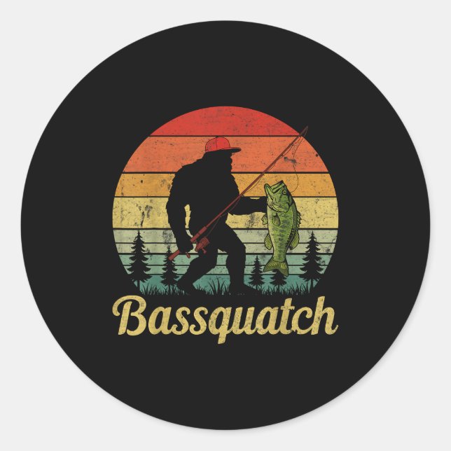 Sticker Rond Bquatch B Fishing Humor Bigfoot Ufo Sasquatch  (Devant)