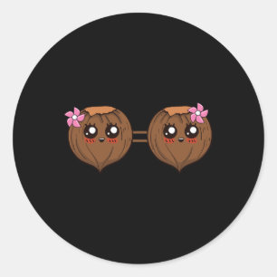 Sticker Rond Bra de noix de coco d'été Costume d'Halloween Hawa