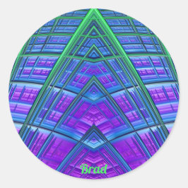 Sticker Rond BRAD ~ Cool ! Vert bleu bleu géométrique ~