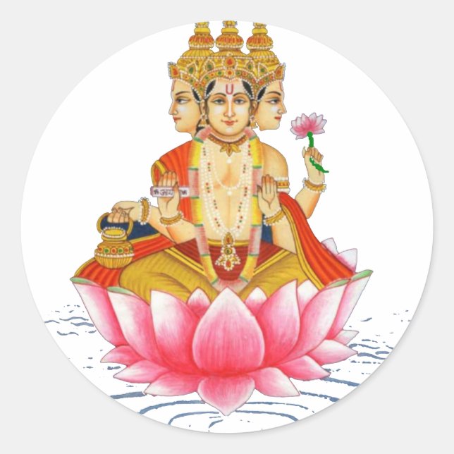 STICKER ROND BRAHMA - PRAJAPATI - DÉESSE INDOUE (Devant)