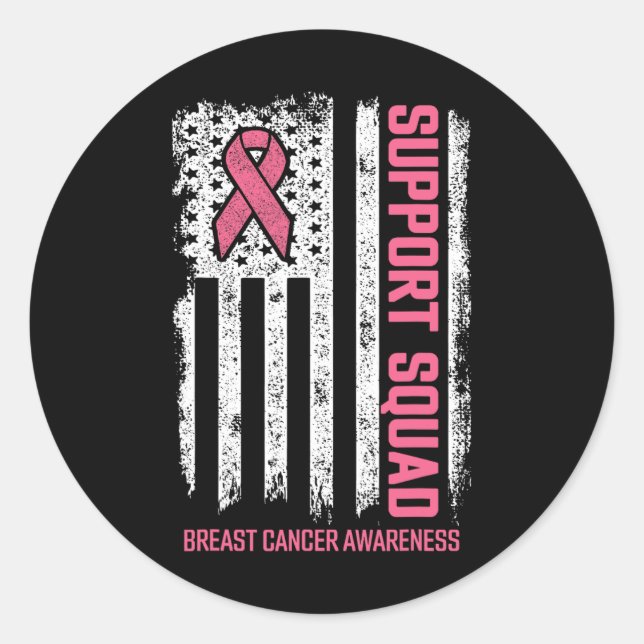 Sticker Rond Braille Cancer Shirts Support Squad Breast Cancer (Devant)